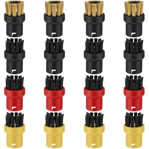 Chunful 16 Stück Dampfreiniger Bürstenkopf Bulk 12 Nylon Dampfreiniger Bürstenkopf 4 Messing Zubehör Aufsatz Teil Mop Ersatz für harte Oberfläche Kompatibel mit Kärcher Sc1 Sc2 Sc3 Sc4 Sc5 Sc7 Ctk10 von Chunful