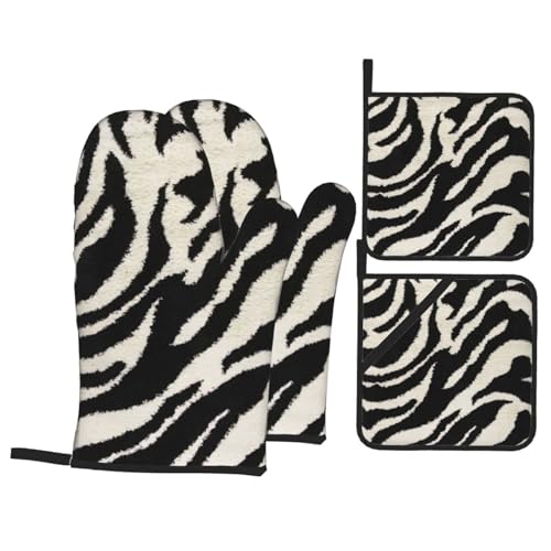 CHUNMINW Ofenhandschuhe und Topflappen, Zebra-Tiermuster, Küchenhandschuhe, hitzebeständig, zum Kochen, 17,8 x 27,9 cm, 4 Stück CHUNMINW Ofenhandschuhe und Topflappen, Zebra-Tiermuster, Küchenhandschuhe, hitzebeständig, zum Kochen, 17,8 x 27,9 cm, 4 Stück von Chunminw