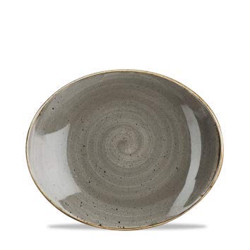 CHURCHILL Stonecast -OVAL COUPE PLATE Teller- Durchmesser: Ø19,2cm, Farbe wählbar (Peppercorn Grey) von Churchill