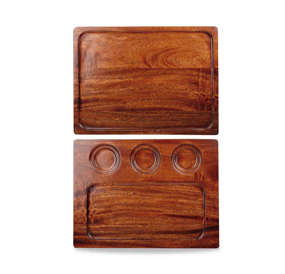 Churchill Tablett Holz Servierbrett Quadratisch 32x24cm, 4 Stück, Braunes, Holz von Churchill