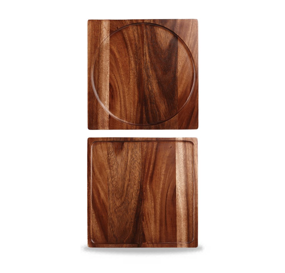 Churchill Tablett Holzbrett Quadratisch 30cm, 4 Stück, aus braunem Akazienholz, Holz von Churchill