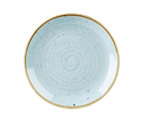 Churchill Geschirr Stonecast -Coupe Plate Teller- Durchmesser: Ø 28,8cm, Rustikaler Charme Dekorgeschirr manuell dekorierte Unikate Servier Steingut Teller Vintage Pizzateller Plate Bowl (Duck Egg Blue) von Churchill