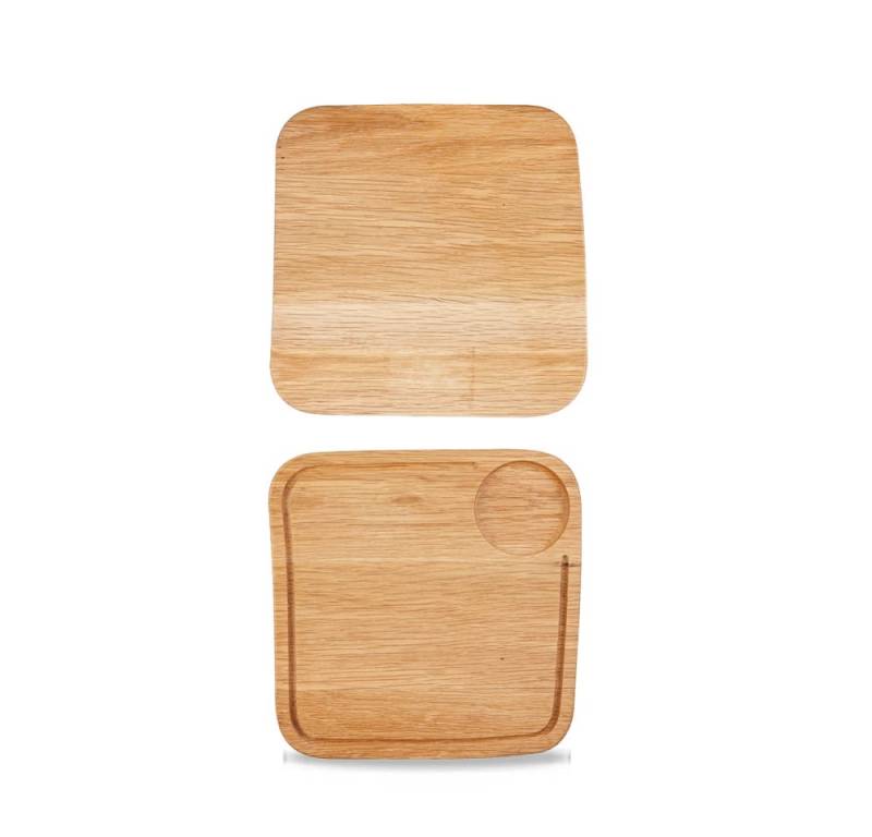 Churchill Tablett Rustics Eichenbretter mit Griff, 26x26x2cm, 4 Stück, Holz von Churchill