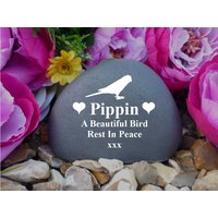 Bird Memorial - Personalised Pebble | Stone Effect Weatherproof Freestanding Quaker Parrot Design von ChurchyardAngels