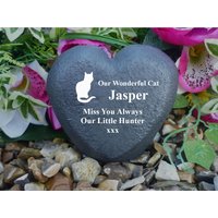 Cat Memorial - Heart Weatherproof Personalised Freestanding Various Designs von ChurchyardAngels