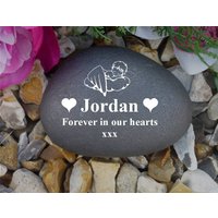 Personalised Pebble - Memorial Weatherproof Cherub/Cloud Design von ChurchyardAngels