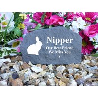 Rabbit Memorial - Garden Rock | Stone Effect Personalised Weatherproof Medium von ChurchyardAngels