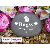 Rabbit Memorial - Large Pebble | Stone Effect Weatherproof Personalised von ChurchyardAngels