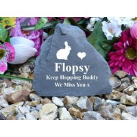 Rabbit Memorial - Small Rock | Stone Effect Personalilsed Weatherproof von ChurchyardAngels