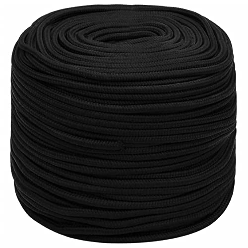 Chusui Arbeitsseil, Bootsseil, Tau Seil, Zeltleine, Outdoor Seil, Allzweckseil, Gartenseil, Werkzeugseil Auffangseil, Schwarz 6 mm 50 m Polyester von Chusui