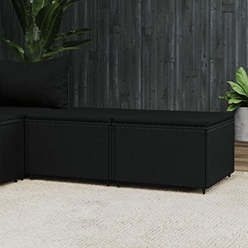 Chusui Gartenhocker mit Kissen 2 STK Balkon Möbel, Balkon Lounge Klein, Outdoor Lounge, Outdoor Hocker, Balkonmöbel, Sitzbank Balkon, Gartenmöbel, Schwarz Poly Rattan von Chusui