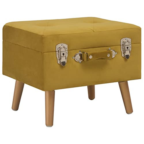 Chusui Hocker mit Stauraum, Sitzhocker, Fußhocker, Sofahocker, Fuß Hocker, Couch Hocker, Stool, Footstool, 40 cm Senfgelb Samt von Chusui