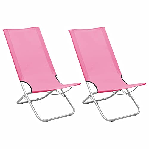 Chusui Klappbare Strandstühle 2 STK Campingstuhl, Floor Chair, Beach Chair, Sonnenstuhl, Strandsessel, Anglerstuhl, Klappstuhl, Rosa Stoff von Chusui