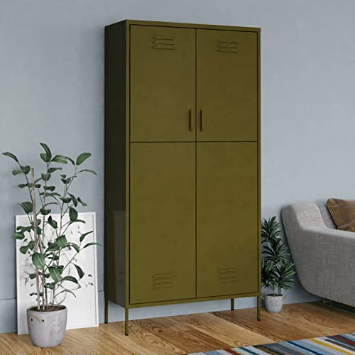 Chusui Kleiderschrank, Schlafzimmerschrank, Kleiderschränke, Garderobenschrank, Ordnungssystem Kleiderschrank, Haushaltsschrank, Olivgrün 90x50x180 cm Stahl Chusui Kleiderschrank, Schlafzimmerschrank, Kleiderschränke, Garderobenschrank, Ordnungssystem Kleiderschrank, Haushaltsschrank, Olivgrün 90x50x180 cm Stahl von Chusui