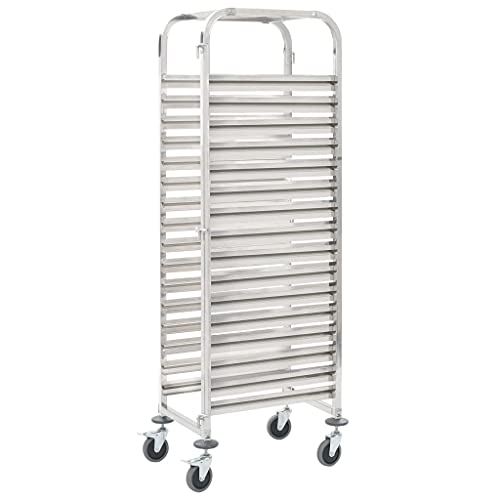 Chusui Tablettwagen für 16 Tabletts, Food Tray, Regalwagen, Gemüsewagen, Bonleiste Gastronomie, Multifunctional Household Kitchen Shelf, 38x55x163 cm Edelstahl von Chusui