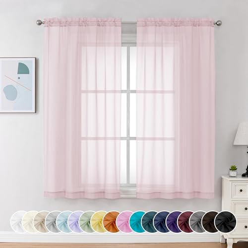 Chyhomenyc Durchsichtige Vorhänge, 160 cm lang, 2 Paneele, lichtfilternde Stangentasche, Fenster, durchscheinende Vorhänge für Schlafzimmer, Wohnzimmer, 106 x 160 cm, 2 Paneele, Blush Pink Chyhomenyc Durchsichtige Vorhänge, 160 cm lang, 2 Paneele, lichtfilternde Stangentasche, Fenster, durchscheinende Vorhänge für Schlafzimmer, Wohnzimmer, 106 x 160 cm, 2 Paneele, Blush Pink von Chyhomenyc