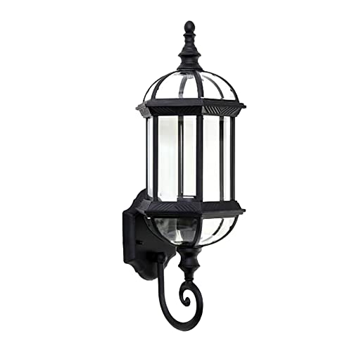 Chynalys Antik Retro Wandleuchte Solarlampen für Außen Garten, IP66 Wasserdicht industrielle Wandleuchte Rustikale Wasserdicht Retro-Lampe Glas Wandleuchte 8.10"x7.90"x22.00" (appr.) (Schwarz) von Chynalys