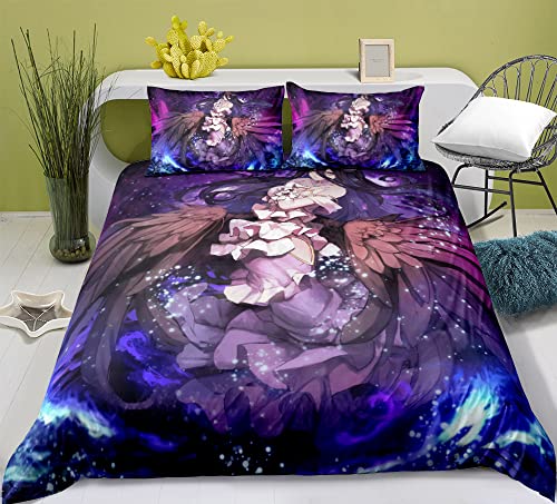 Chzhcc Bettbezug, Albedo Anime Home Decor Bettbezug, Overlord Polyesterfaser-Bettwäsche, Heimtextilien mit Cartoon-Print, Reißverschluss von Chzhcc