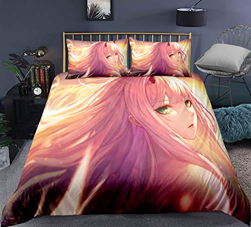 Chzhcc Dreiteilige Bettbezug for LIEBLING im FRANXX der Serie Zero Two 3, 3D-Anime Quilt Pillowcase, 100% Polyester, weich und bequem, Bettwäsche for Otaku und Anime Fans, bestes Geburtstag-Geschenk Chzhcc Dreiteilige Bettbezug for LIEBLING im FRANXX der Serie Zero Two 3, 3D-Anime Quilt Pillowcase, 100% Polyester, weich und bequem, Bettwäsche for Otaku und Anime Fans, bestes Geburtstag-Geschenk von Chzhcc