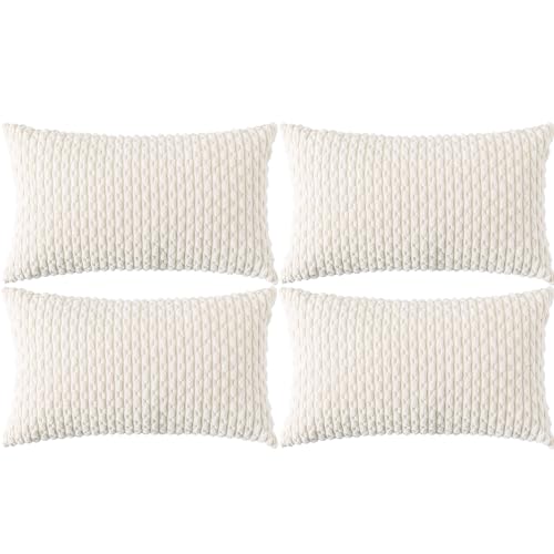 Ci & Ci 4er Set Boho Deko Kissenbezug 30x50 cm, Creme weiß Kissen Sofakissen Dekokissen Zierkissen, Flauschig Kissenbezüge Kissenhülle für Sofa Couch von Ci & Ci