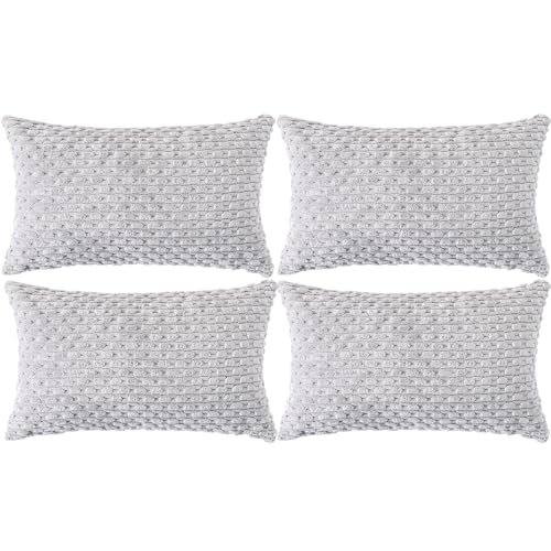 Ci & Ci 4er Set Boho Deko Kissenbezug 30x50 cm, Grau Kissen Sofakissen Dekokissen Zierkissen, Flauschig Kissenbezüge Kissenhülle für Sofa Couch von Ci & Ci