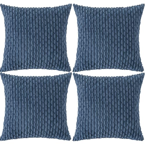 Ci & Ci 4er Set Boho Deko Kissenbezug 40x40 cm, Blau Kissen Sofakissen Dekokissen Zierkissen, Flauschig Kissenbezüge Kissenhülle für Sofa Couch von Ci & Ci