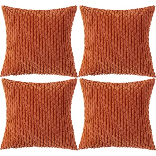 Ci & Ci 4er Set Boho Deko Kissenbezug 40x40 cm, Rost Kissen Sofakissen Dekokissen Zierkissen, Flauschig Kissenbezüge Kissenhülle für Sofa Couch von Ci & Ci