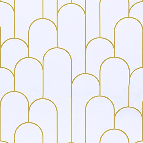 CiCiwind Geometrische Muster Tapete Selbstklebende Tapete 44×200cm Weiß und Gold Streifen Tapeten Möbelfolie Selbstklebend Wasserfest Klebefolie für Wand Möbel von CiCiwind
