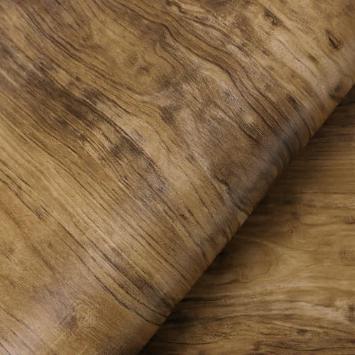 CiCiwind Holzoptik Möbelfolie Selbstklebend Vintage Selbstklebende Tapete Braun Vinyl Klebefolie 60CM×5M Holz Tapeten Selbstklebende für Wand Möbel Schränke Tische von CiCiwind