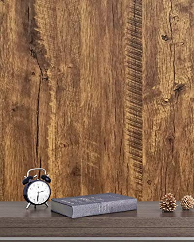 CiCiwind Klebefolie Braun Holz Eiche Tapeten Selbstklebende Tapete Holzoptik 44cm×300cm Selbstklebend Wandverkleidung Wasserdicht Möbelfolie Zimmer Schrank Wand Küchen Tisch Vinyl Klebefolie von CiCiwind