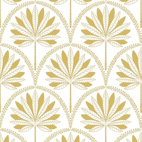CiCiwind Selbstklebend Tapete Weiß Gold Blumen Tapeten 44CM×3M Wasserdicht Klebefolie Vinyl Möbelfolie Selbstklebend Vintage Blätter Wandverkleidung Verdicken Klebetapete für Wand Möbel von CiCiwind