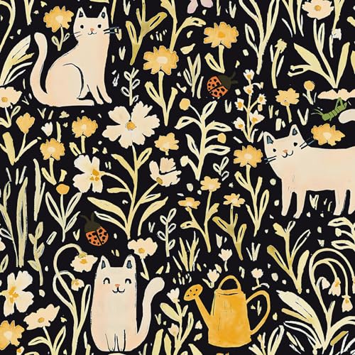 CiCiwind Selbstklebende Tapete 41cm×3m Schwarz Gelbe Blume und Katze Tapeten Verdickung Möbelfolie Selbstklebend Wasserdicht Vinyl Klebefolie Für Wohnzimmer Schlafzimmer Kinderzimmer CiCiwind Selbstklebende Tapete 41cm×3m Schwarz Gelbe Blume und Katze Tapeten Verdickung Möbelfolie Selbstklebend Wasserdicht Vinyl Klebefolie Für Wohnzimmer Schlafzimmer Kinderzimmer von CiCiwind