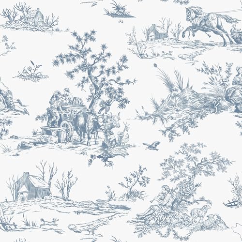 CiCiwind Selbstklebende Tapete 44×300cm Vintage Blumen Tapeten Weiß Blau Möbelfolie Selbstklebend Wasserdicht Klebefolie Verdicken Vinyl Folie für Wand Schränke Möbel Dekor von CiCiwind