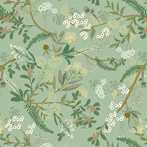 CiCiwind Selbstklebende Tapete Blumen 40CM×12m Hellgrün Wasserdicht Möbelfolie Selbstklebend Abnehmbar Wandverkleidung Selbstklebend Wand Schränke Möbel Vinyl Klebefolie von CiCiwind