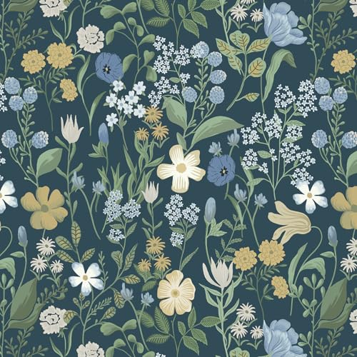 CiCiwind Selbstklebende Tapete Blumen Möbelfolie Selbstklebend 44×500cm Wasserdichtes Vinyl Klebefolie Grüne Blumen Tapeten Abnehmbarer Klebetapete Selbstklebend für Wand Schränke Möbel von CiCiwind