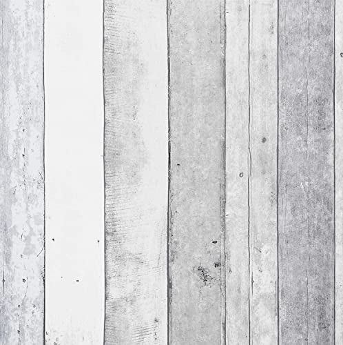 CiCiwind Selbstklebende Tapete Grau Weiß Holzoptik Tapete 44cm×10m Möbelfolie Selbstklebend Wandverkleidung Holz Planke Selbstklebend Wasserdicht Wand Schrank Arbeitsplatte Vinyl Klebefolie von CiCiwind