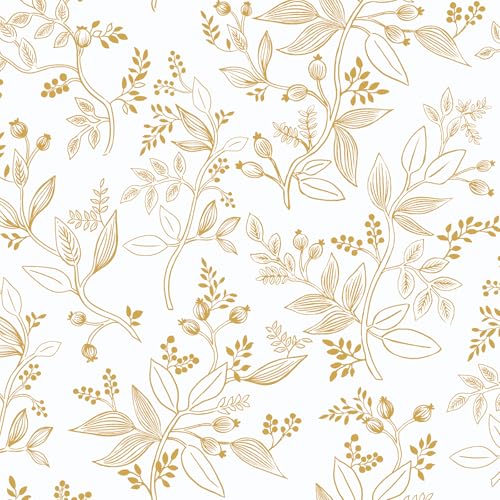CiCiwind Selbstklebende Tapete Weiß Gold Blumen Tapeten 44×300cm Vinyl Möbelfolie Selbstklebend Verdicken Wandverkleidung Selbstklebend Wasserdicht Wand Möbel Dekorative Klebefolie von CiCiwind