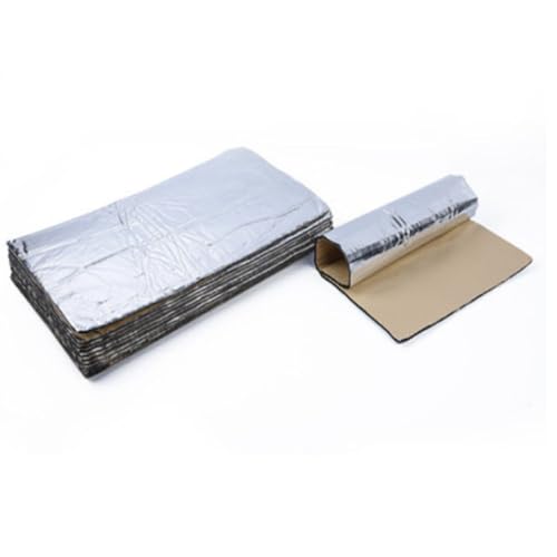 CiCixixi 10pcs Dämmmatte Auto, 5mm Schalldämmmatte, Selbstklebende Alubutyl Matte, Motorraum Dämmmatte, 1 Sqm Schalldämmung Selbstklebend, zur Schalldämmung, Isolierung, Feuerfest, Wasserdicht 40x25cm von CiCixixi
