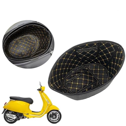 CiCixixi Für Vespa Motorrad Zubehör Kofferraum Hinten Kissen Innenraum Sitz Eimer Lagerung Gepäckträger Futter Pad Motorrad Sitz Lagerung Box(Schwarz) von CiCixixi