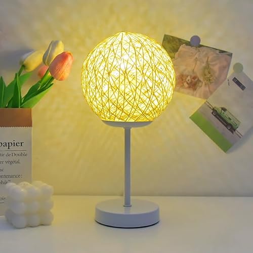 CiCixixi Mond Tischlampe, Dimmbar LED Lampe mit 3 Lichtmodi, Modern USB-betrieben Nachttischlampe Tischdeko für Schlafzimmer Wohnzimmer Schreibtisch Nachttisch (Holz Kugelleuchte) von CiCixixi