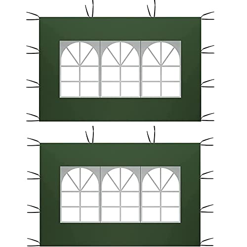 CiCixixi Seitenteile für Pavillon mit PVC Fenster Grün, 2PACK 2 x 3M Wasserdicht, Seitenteil Garten Partyzelt UV Schutz 210D Seitlicher Ersatz für Wasserdicht Garten-Pavillon, Outdoor, Party von CiCixixi