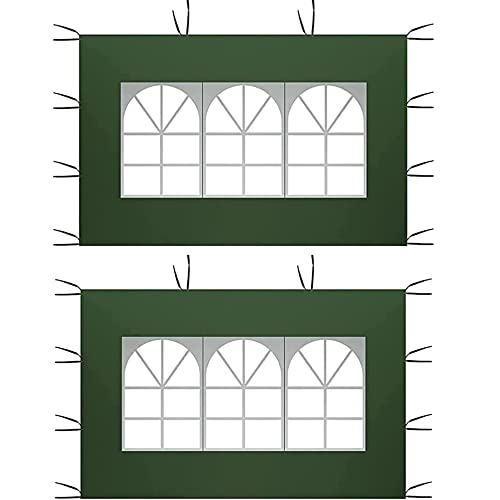 Seitenteile für Pavillon mit PVC Fenster Grün, 2PACK 2 x 3M Wasserdicht, Seitenteil Garten Partyzelt UV Schutz 210D Seitlicher Ersatz für Wasserdicht Garten-Pavillon, Outdoor, Party von CiCixixi