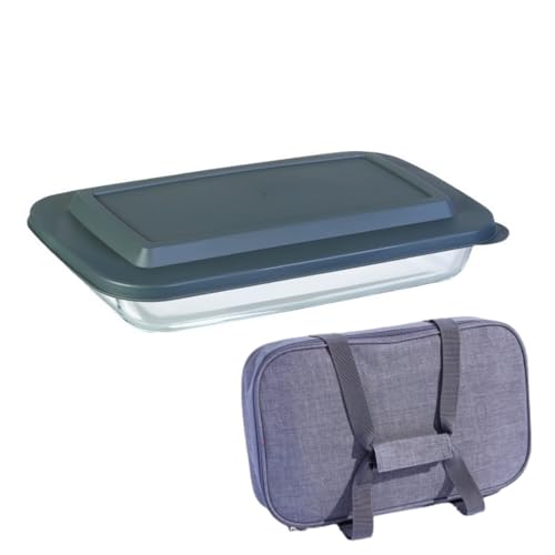 Glas-Backform mit Deckel, 24 x 40 cm, mit isolierter Tasche, tiefe Auflaufform für Ofen, Potluck, Party, Picknick, Kochen Glas-Backform mit Deckel, 24 x 40 cm, mit isolierter Tasche, tiefe Auflaufform für Ofen, Potluck, Party, Picknick, Kochen von CiCixixi