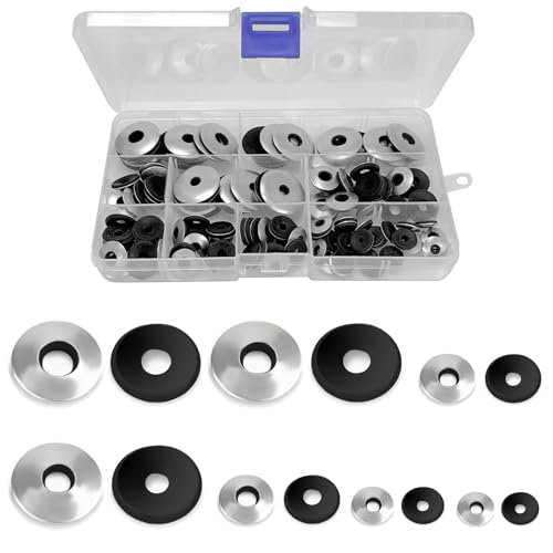 135 Stk EPDM Dichtscheiben, M4.2/M4.8/M5.5/M6.3/M8 Unterlegscheiben, 304 Edelstahl Dichtscheiben, Unterlegscheiben mit Dichtung, Neopren-Dichtung für Spenglerschrauben, Bohrschrauben（7 Größen） von CiShow