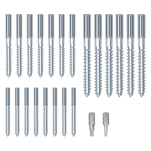 21Stk Doppelköpfige Stockschrauben, Aufhänger Schrauben, Doppelkopfschrauben, Doppelseitige Dübelschrauben, Selbstschneidende Ersatz für Holz, Möbel Befestigungsstift, Treppe, Büros (M6,M8,M10） von CiShow