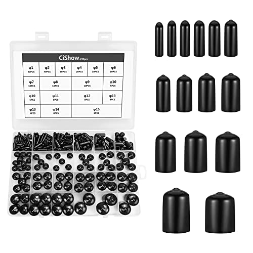 238stk Gummi Schraubgewinde Schutz Weiche PVC Endkappen Vinyl Flexibel Rundschlauch Bolzenabdeckung Kunststoffmutter Endkappenabdeckung, zum Schutz Von Rohrendkabeln (Innendurchmesser 1–15mm) von CiShow