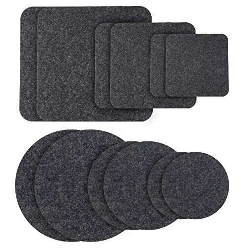 12stk Pflanzen Filz Untersetzer Filzuntersetzer Tischuntersetzer Glasuntersetzer Untersetzer Blumentopf Tisch Untersetzer Waschbare Pflanzentablett Deko Filz Set, Ø 4/6/8 Zoll, Schwarz (Rund, Eckig) von CiShow