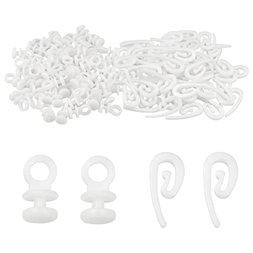 CiShow 200 Stk Vorhanghaken aus Kunststoff, Universal Gardinenhaken, Weiße Clip-Halter für Duschvorhang, Vorhanghaken, Kunststoff Curtain Haken, Überklipshaken für Türvorhang, Fenstervorhang（2 Typen） von CiShow