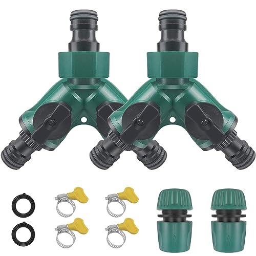 2-Wege Schlauchverbinder, Y Verteiler, Gartenschlauch Wasserverteiler, 2-Wege-Schlauchkupplung, Gartenschlauch-Verteiler-Set, 2-Wege-Ventil Mit Absperrventil Schlauchverbinder-Satz für Wasserhahn von CiShow