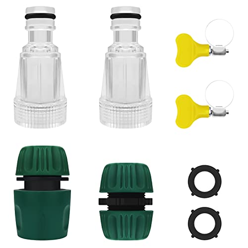 Wasserfilter Gartenschlauch, Wasserfilter Set, Wasser Vorfilter mit 2 Verstellbare Schlauchschellen, 2 Unterlegscheiben und 2 Schnelladapter für Hochdruckreiniger, Gartenbewässerung, Gartenpumpe von CiShow